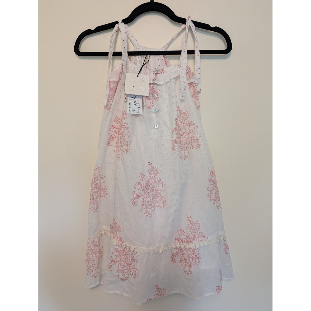 NWT Lali Girls Jaipur Dress Flower Pot Block Print Tiered Cotton Sundress 6Y
